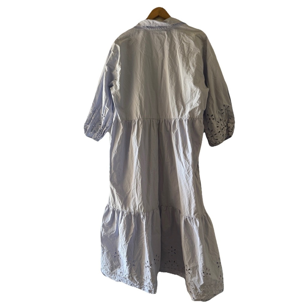 Anthropologie Light Blue Eyelet Midi Dress - Picture 14 of 16